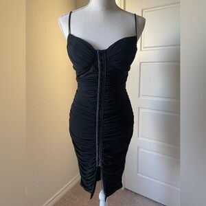 Privy Black Strapless Ruched Dress